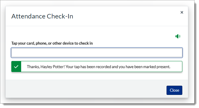 Tap Credentials success message